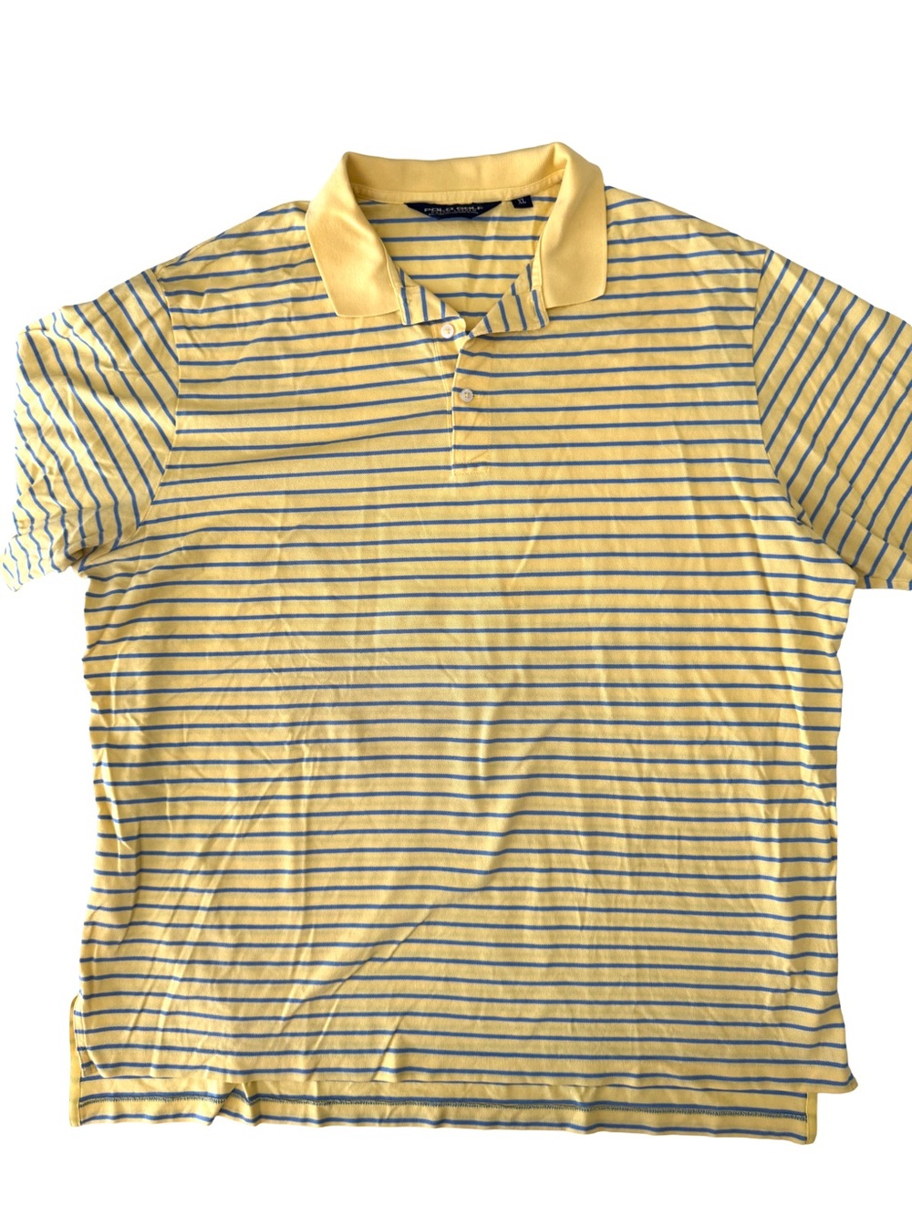 Polo Golf Ralph Lauren Pima Cotton Polo Shirt Yellow Blue Stripe Peru Men's XL